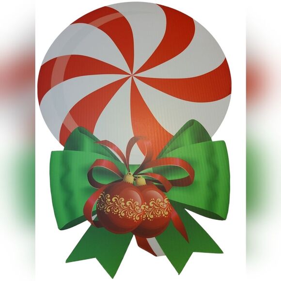 12 Pcs Christmas Peppermint Candy Corrugated Yard Signs with Stakes - Picture 7 of 8